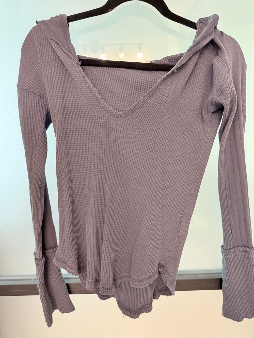 Free people Waffle V-Neck Long Sleeve Top